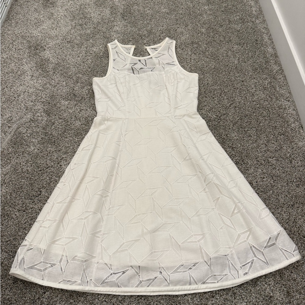 WHBM White Lace Patterned Halter Dress